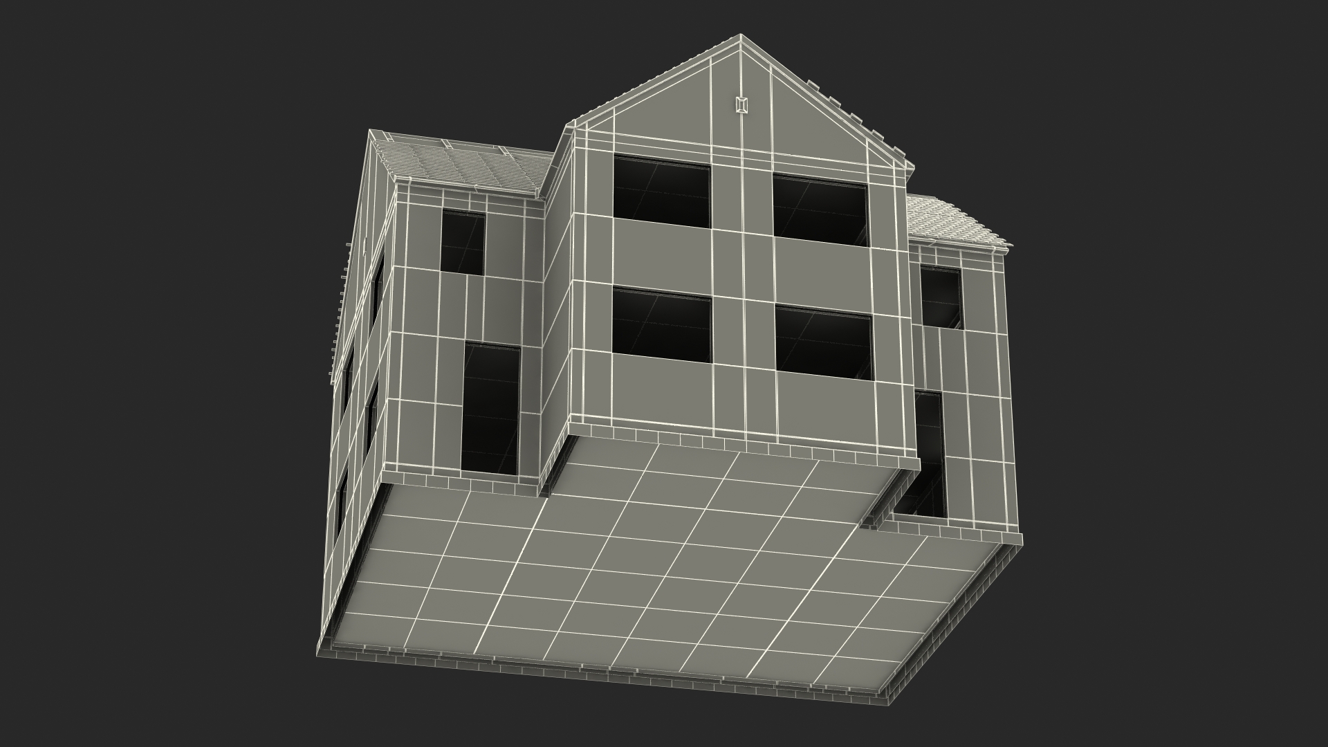 3D model Unfinished Two Story Brick House Construction