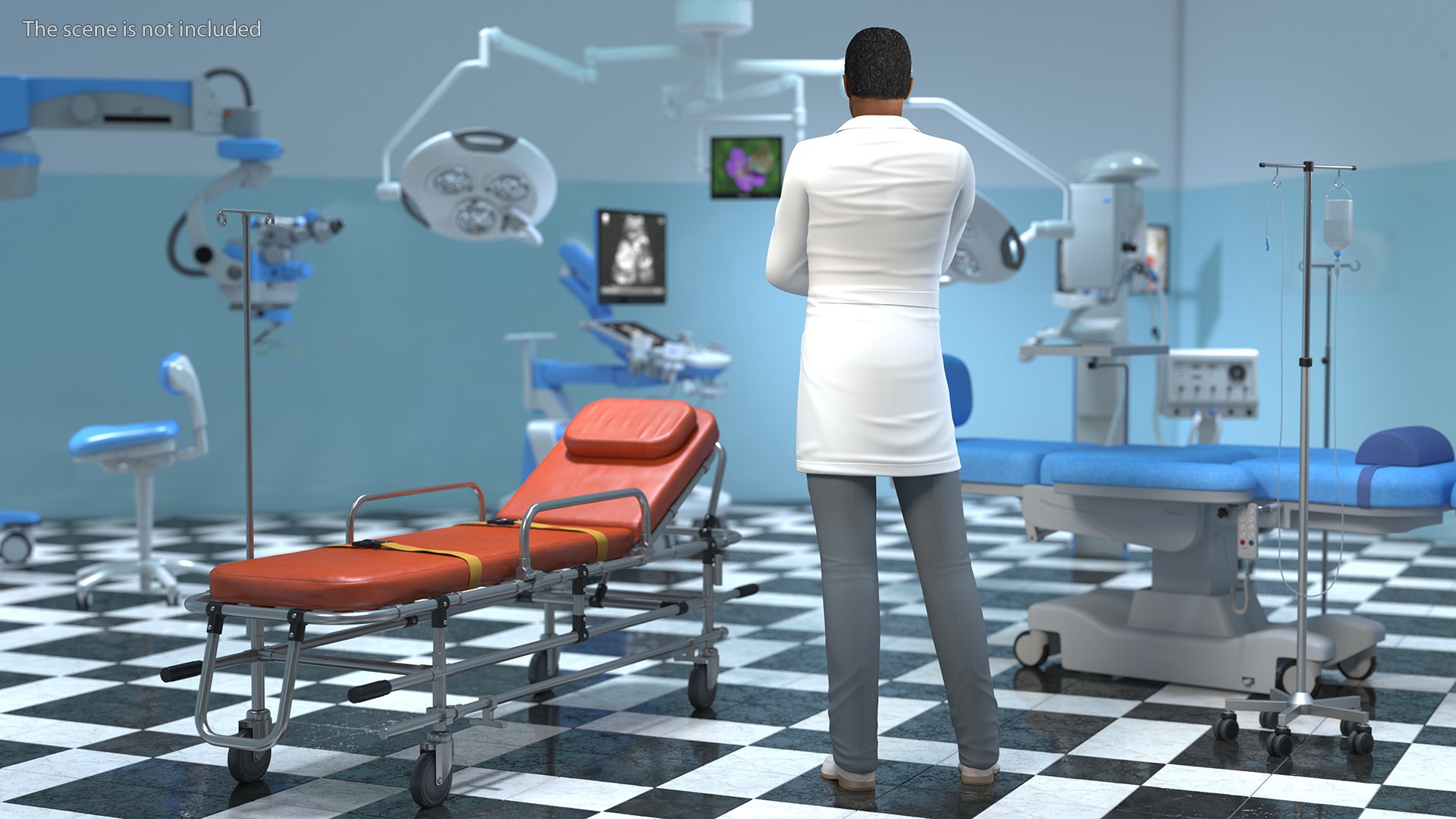 3D Light Skin Black Male Doctor model