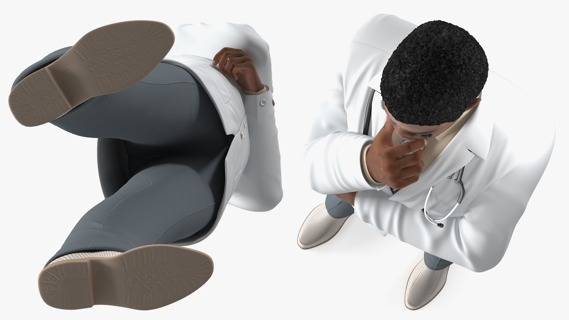 3D Light Skin Black Male Doctor model