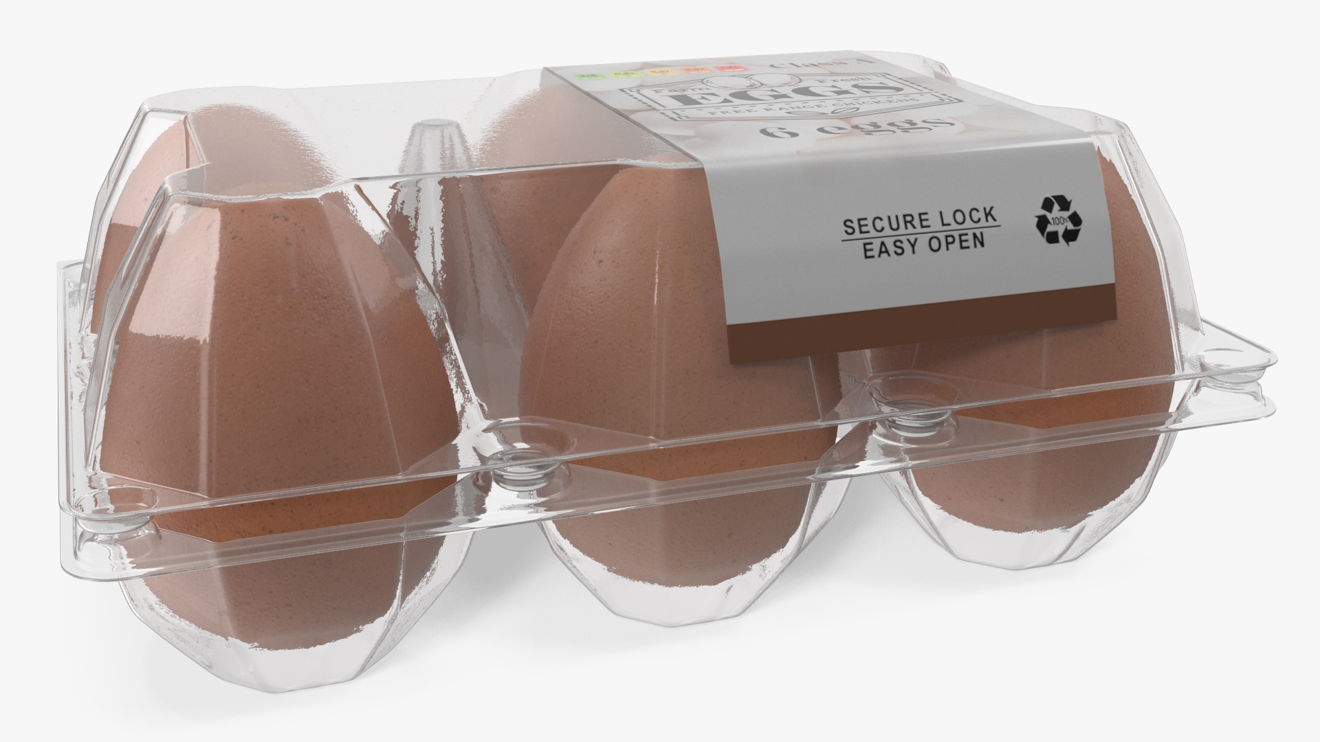 3D Pack of Six Eggs in Transparent Container