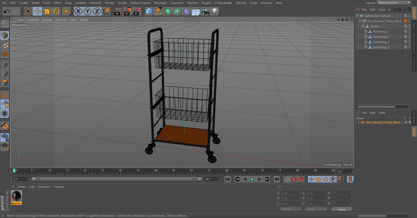 3D model Wire Basket Trolley Black