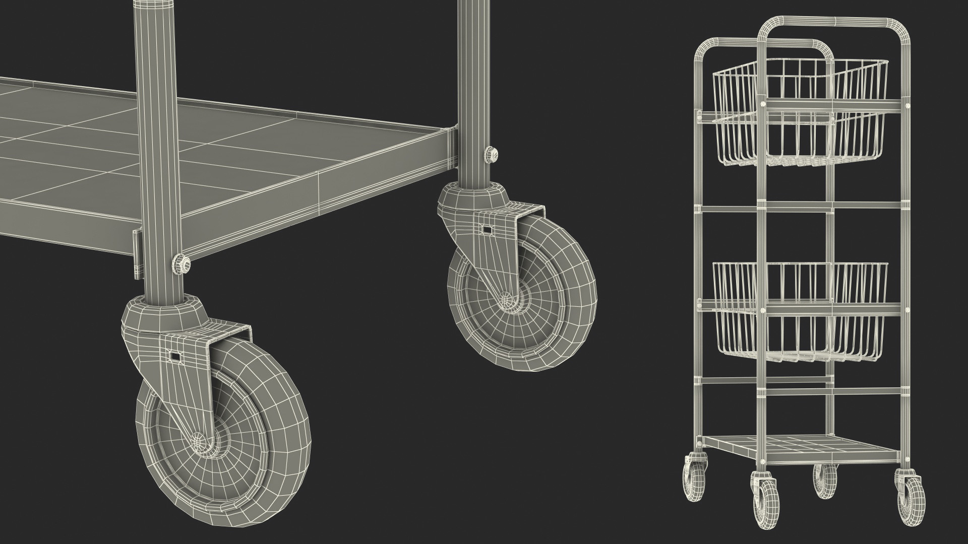 3D model Wire Basket Trolley Black