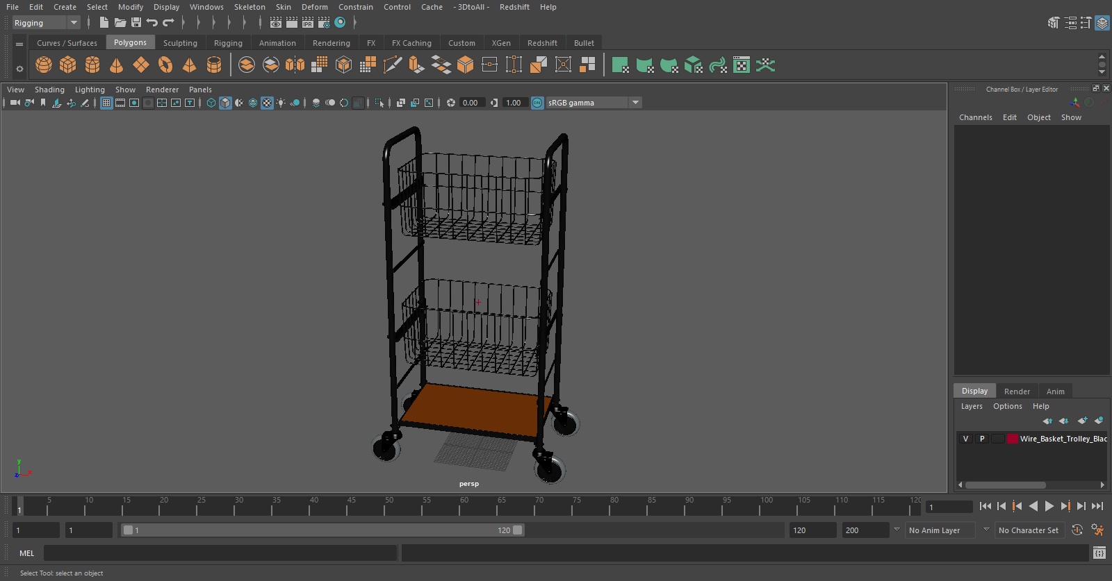 3D model Wire Basket Trolley Black