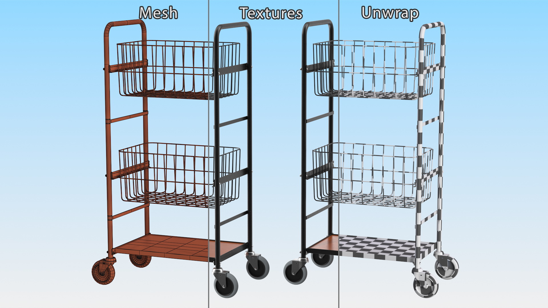 3D model Wire Basket Trolley Black