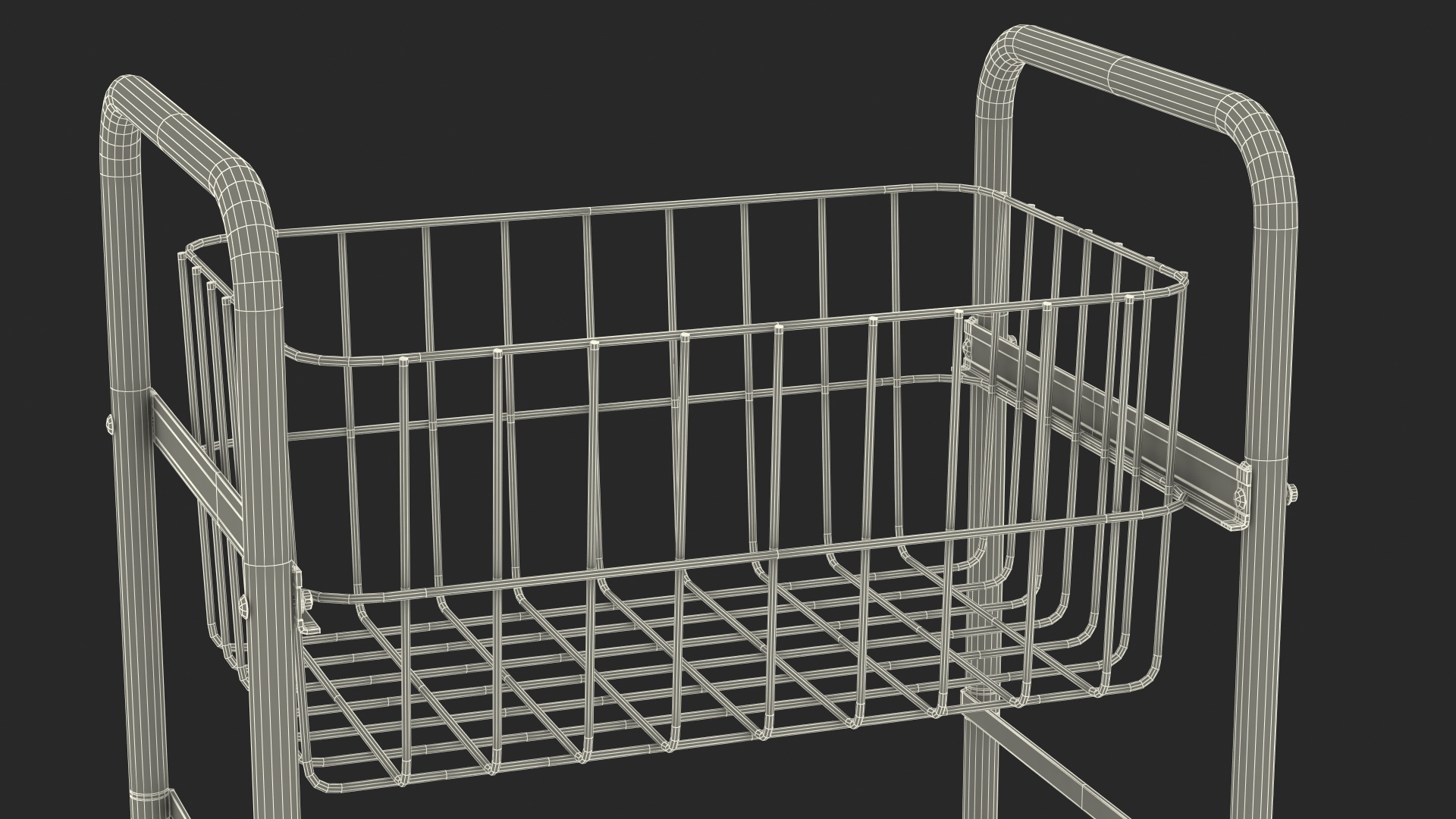 3D model Wire Basket Trolley Black