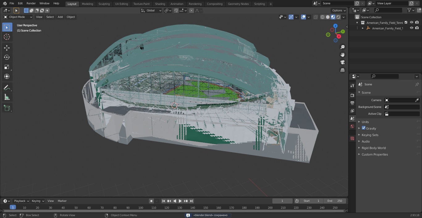 3D American Family Field Tennis model