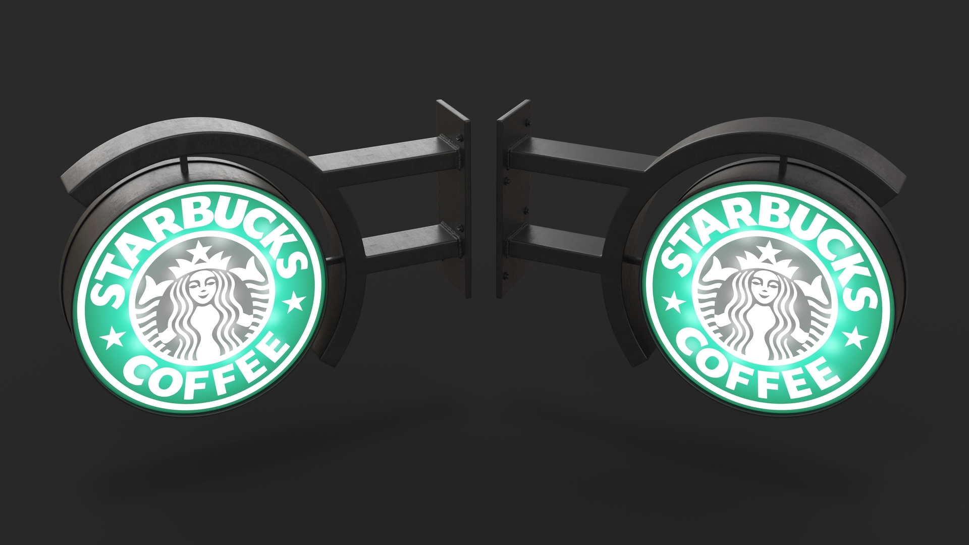 Starbucks Signage Wall Mounted Light On 3D model