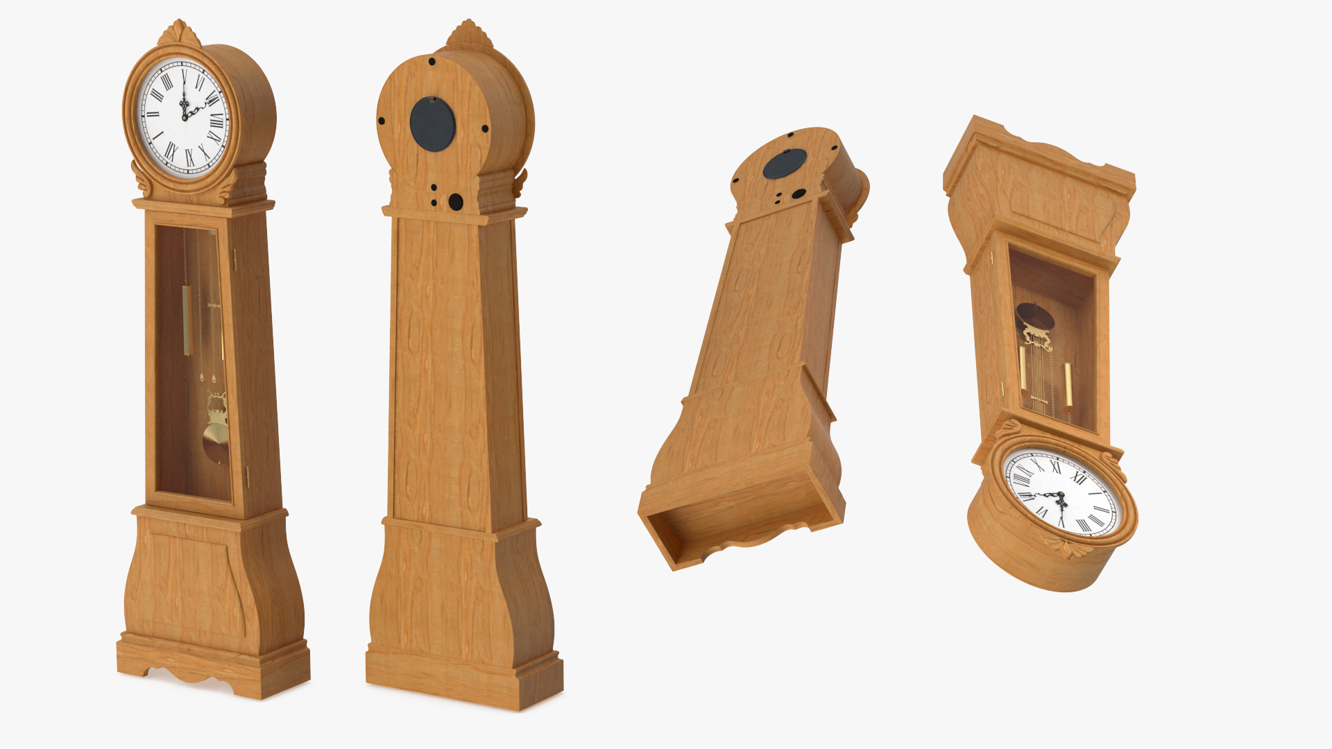 Retro Grandfather Clock Light Wood 3D model