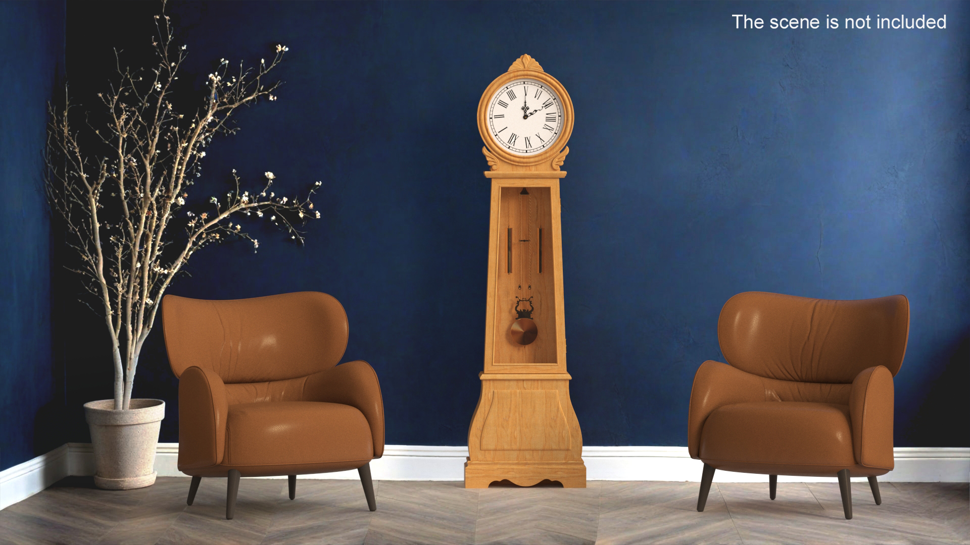 Retro Grandfather Clock Light Wood 3D model