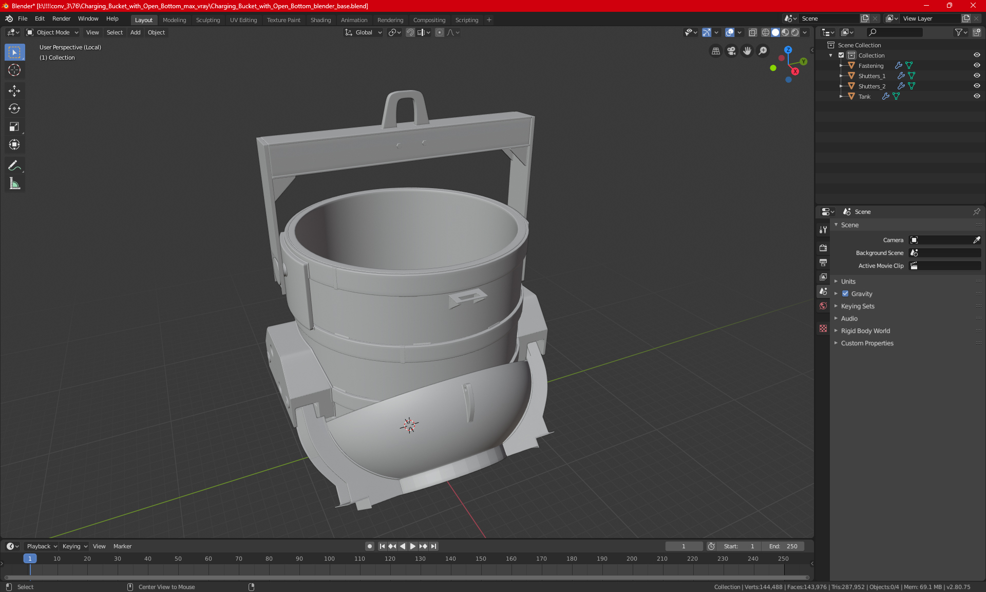 Charging Bucket with Open Bottom 3D