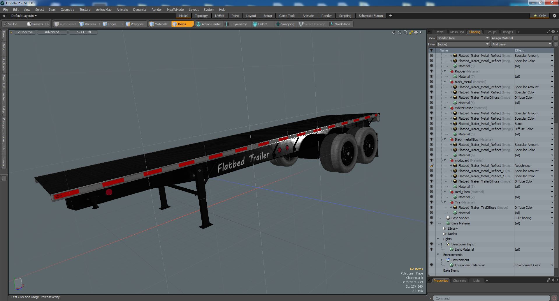 Aluminum Flatbed Trailer 3D model