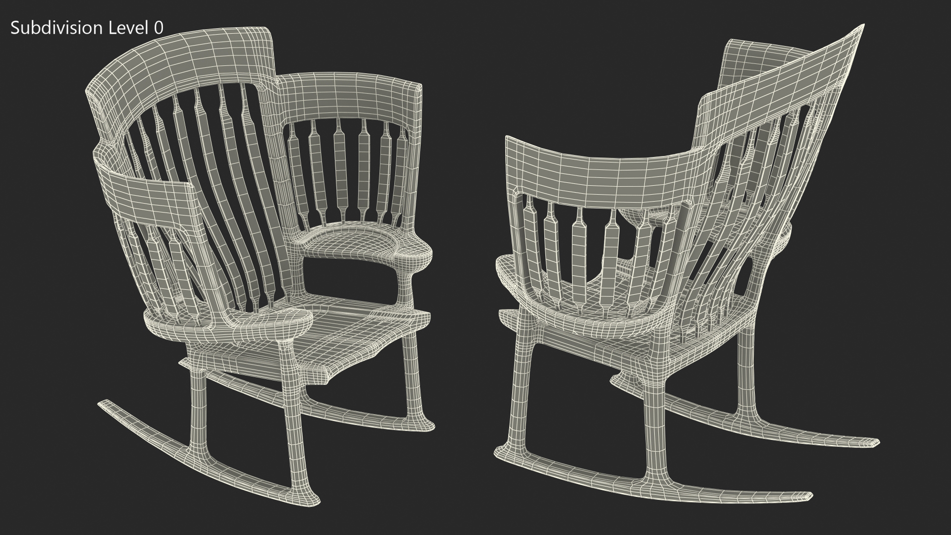 Three Seat Rocking Chair 3D model