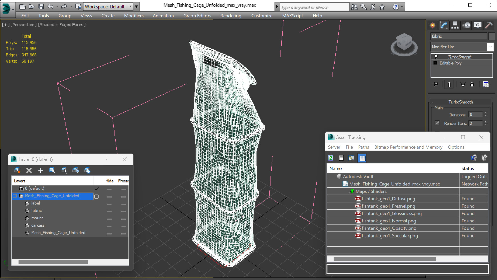 3D Mesh Fishing Cage Unfolded