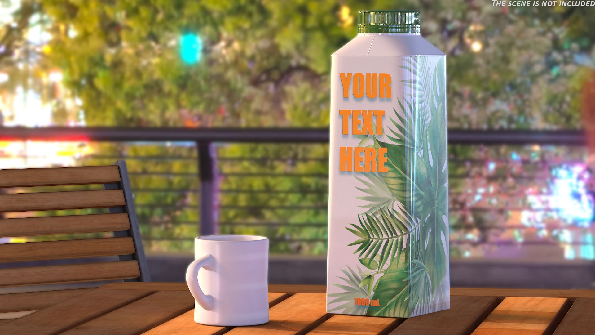 Carton Package for Beverage with Cap Mockup Green 3D model