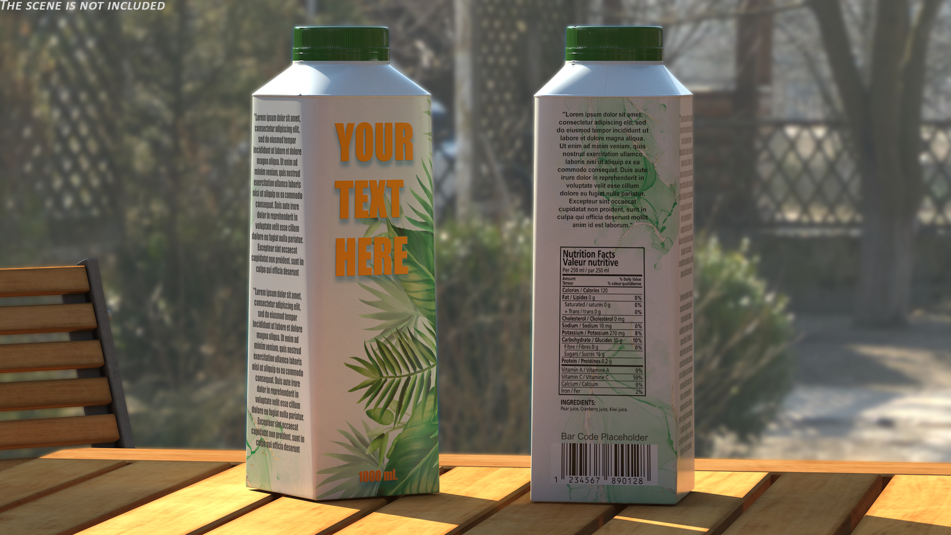 Carton Package for Beverage with Cap Mockup Green 3D model