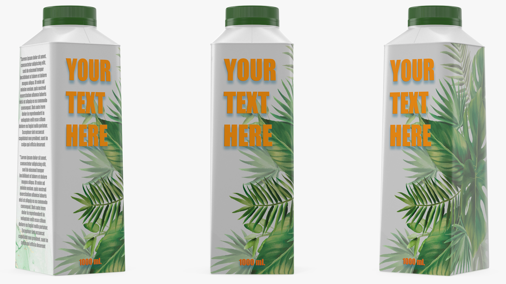 Carton Package for Beverage with Cap Mockup Green 3D model