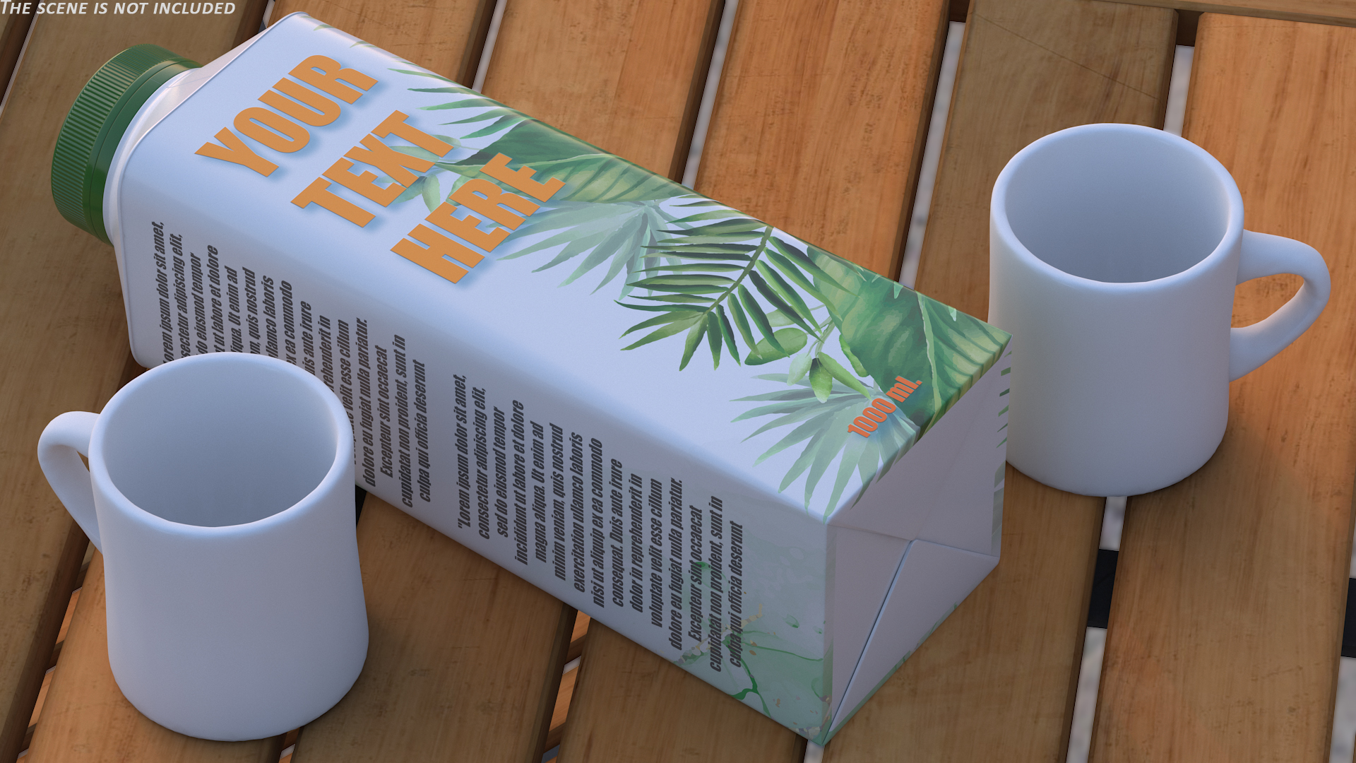 Carton Package for Beverage with Cap Mockup Green 3D model