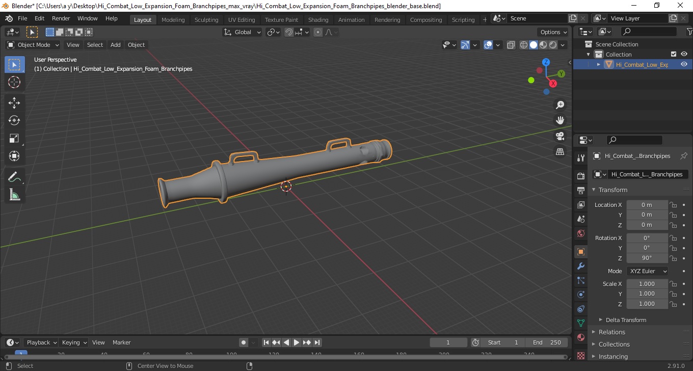 3D model Hi Combat Low Expansion Foam Branchpipes