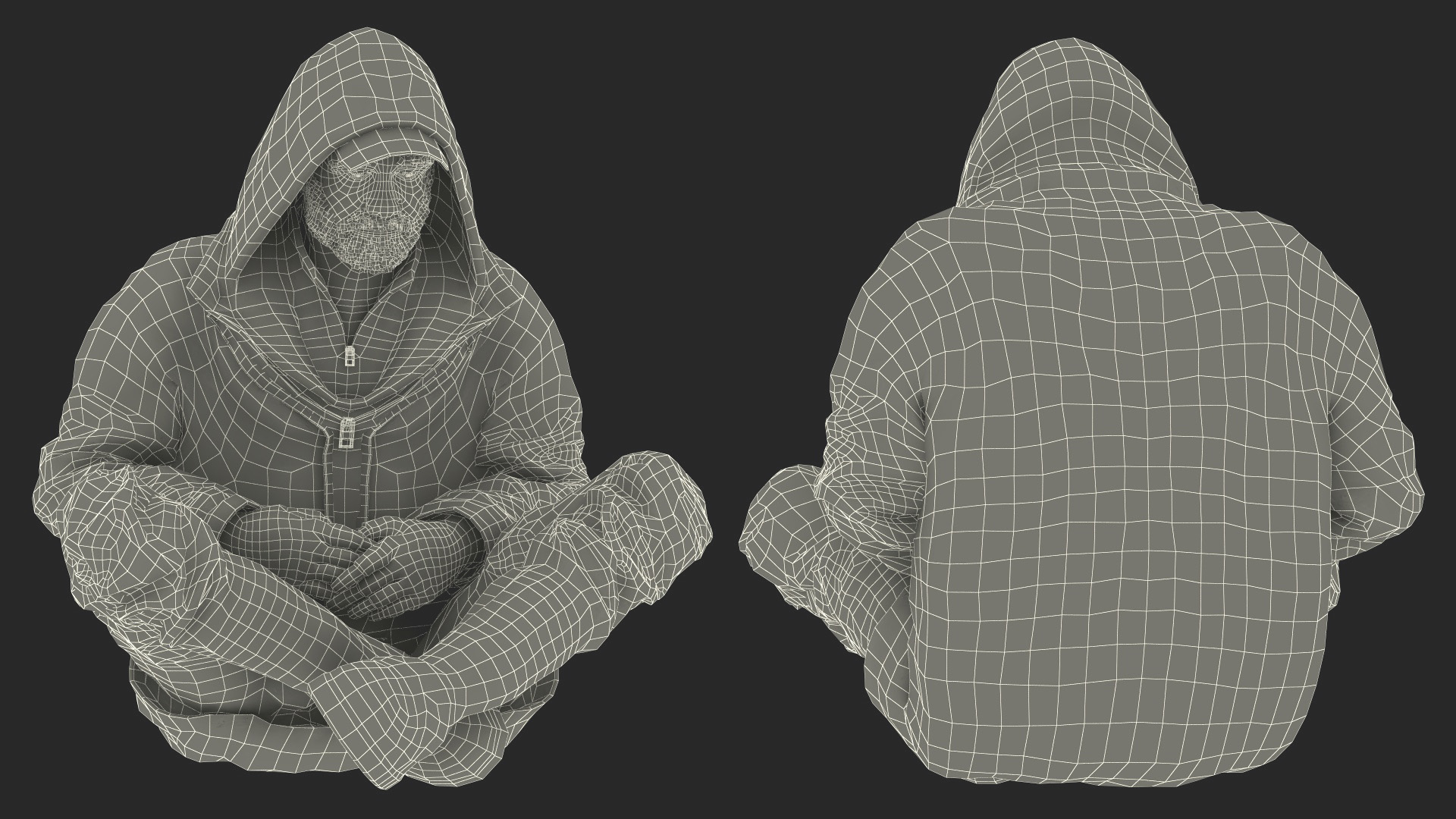 3D Seated Homeless Old Man model