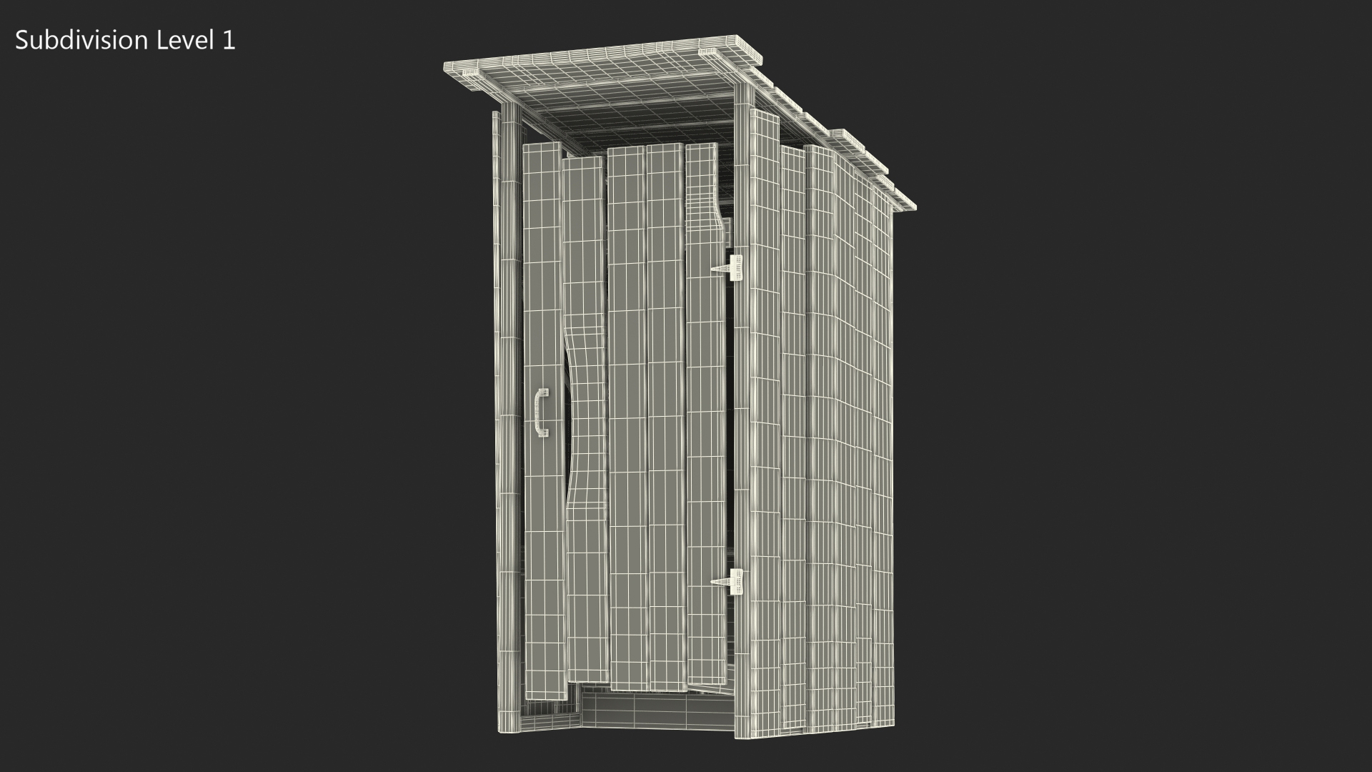 Rustic Wooden Outhouse Toilet 3D model