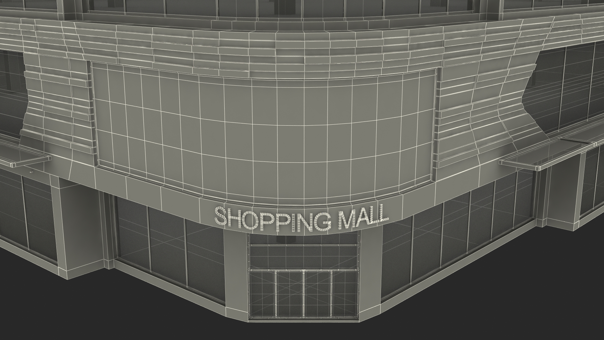 Commercial Shopping Center Night 3D