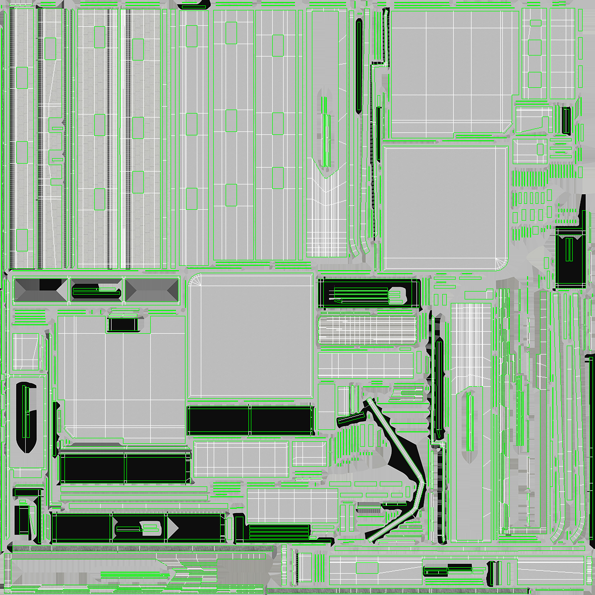 Commercial Shopping Center Night 3D