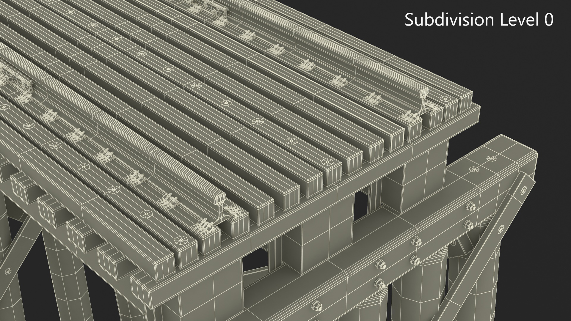 3D Wooden Trestle Bridge Structure