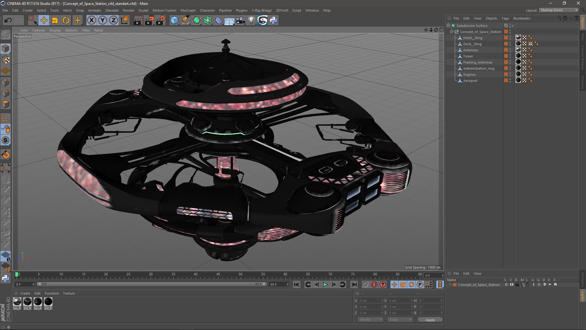 Concept of Space Station 3D model