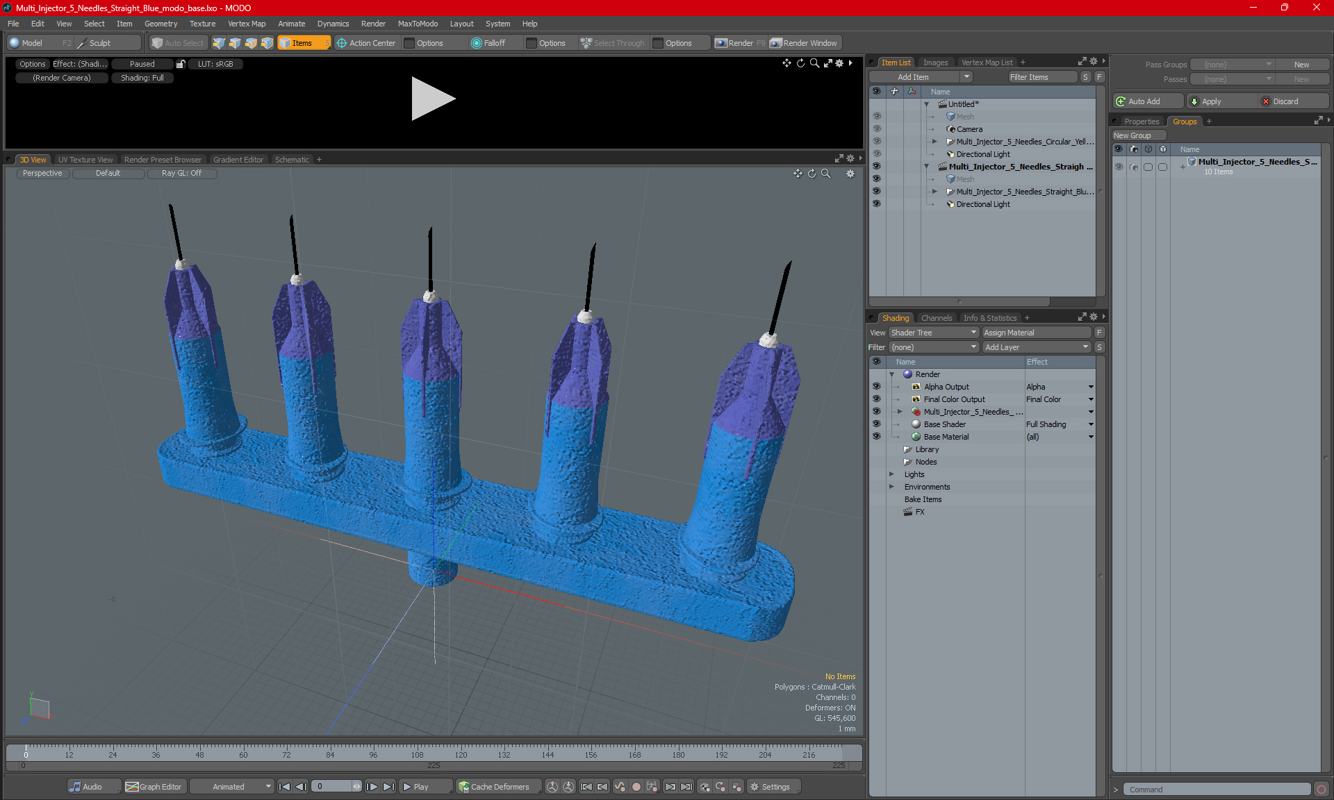 3D Multi Injector 5 Needles Straight Blue model