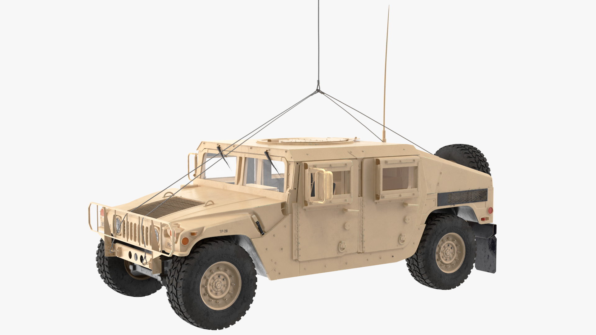 3D US Army Transport Helicopter With Humvee M1151