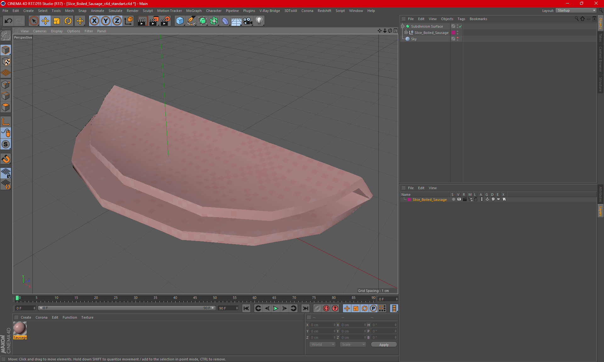 3D model Slice Boiled Sausage