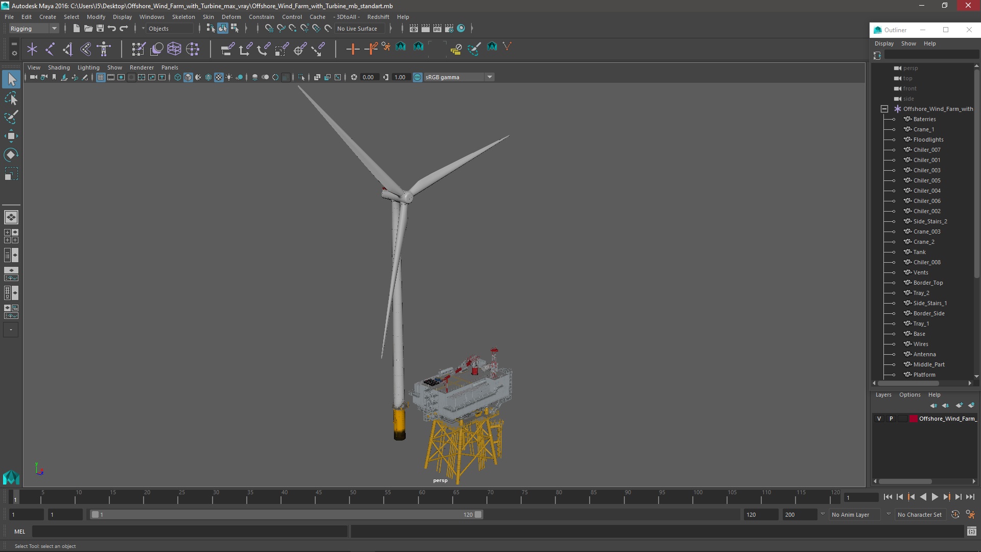 3D Offshore Wind Farm with Turbine