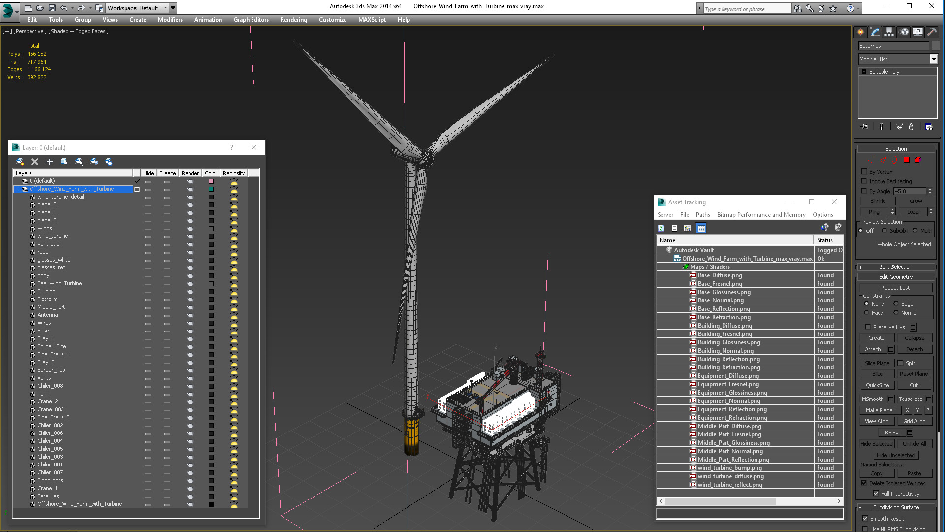 3D Offshore Wind Farm with Turbine