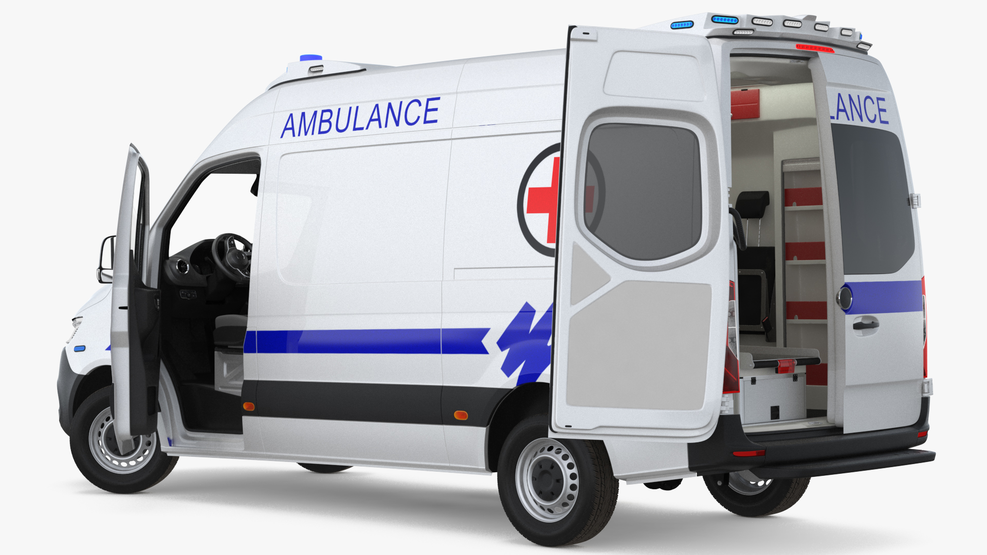 3D Ambulance Van Generic Rigged model