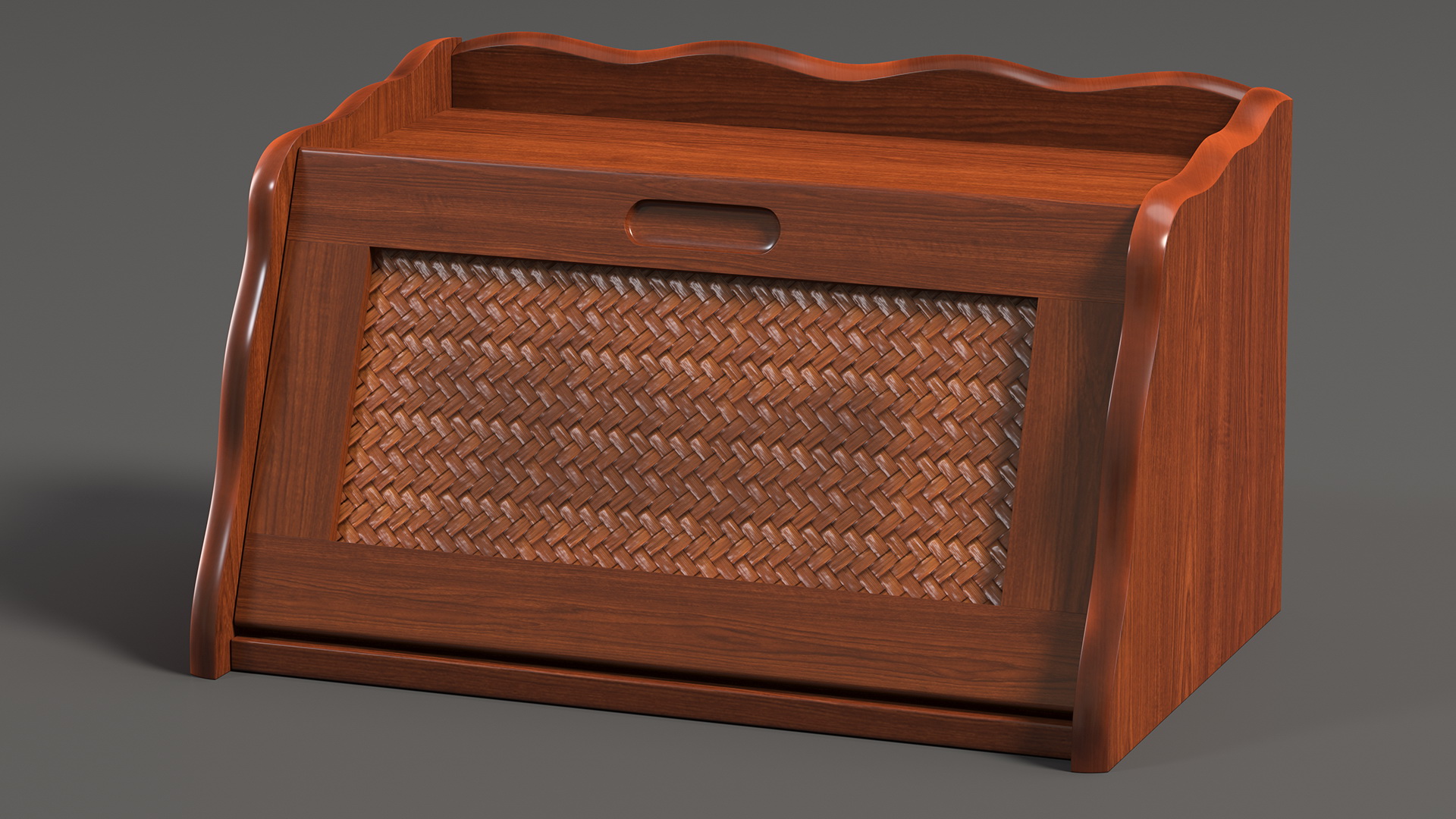 3D Wooden Bread Box with Rattan model