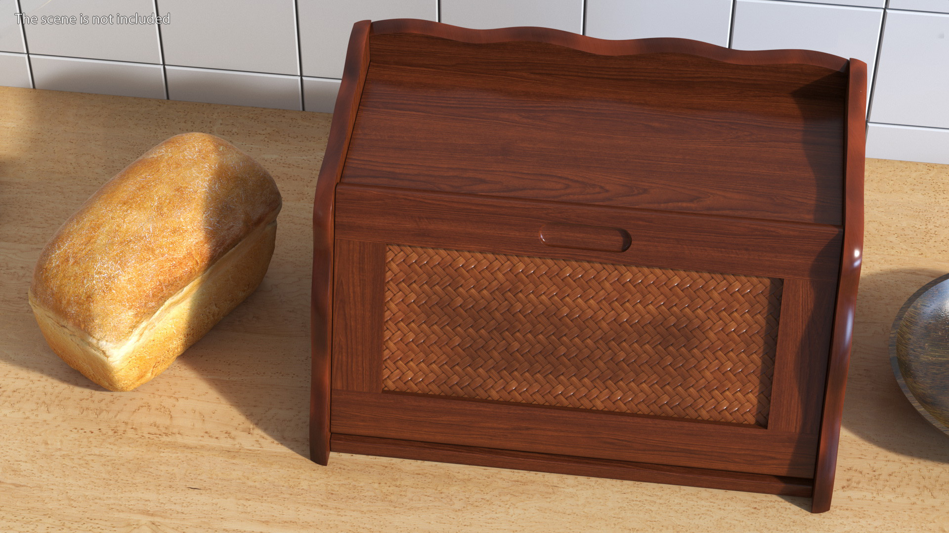 3D Wooden Bread Box with Rattan model