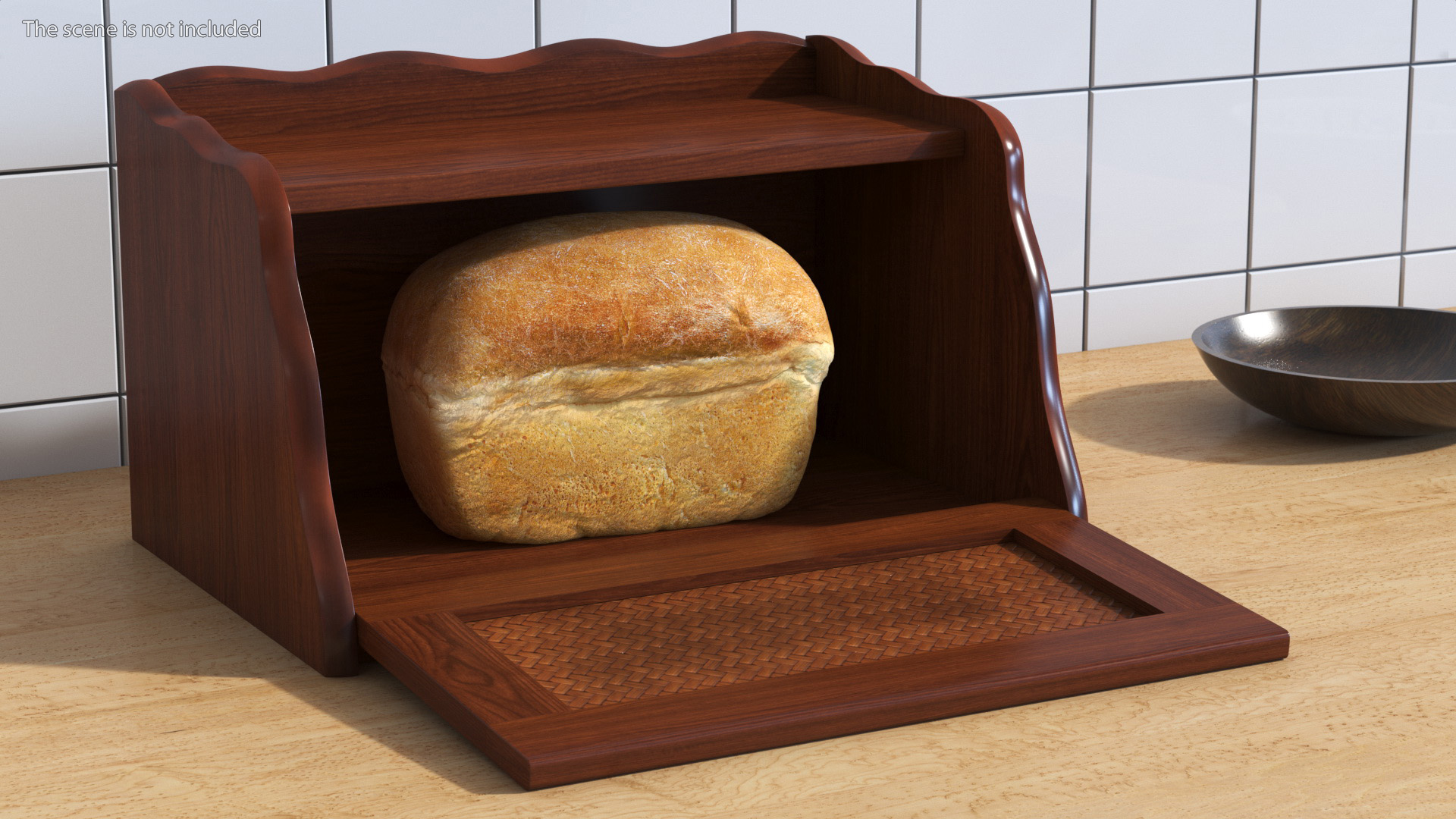 3D Wooden Bread Box with Rattan model