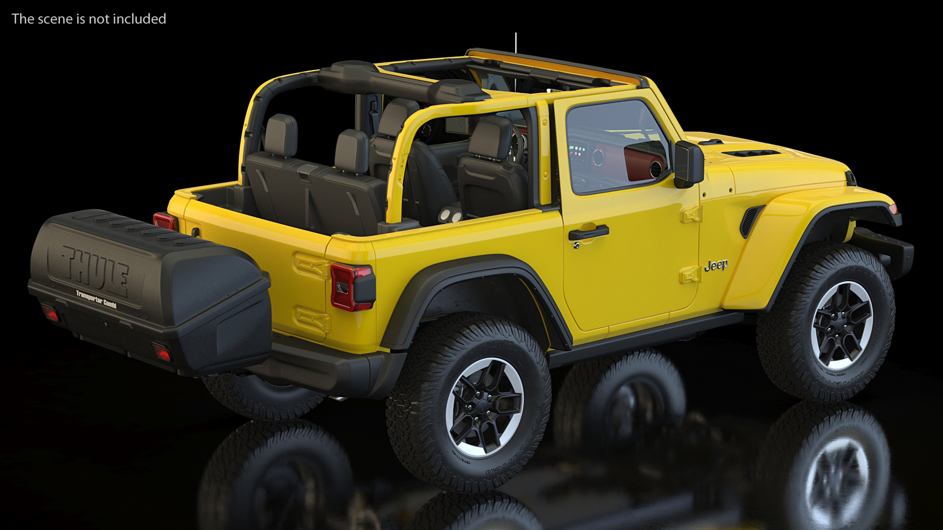 Jeep Wrangler with Thule Transporter Combi Rigged 3D model