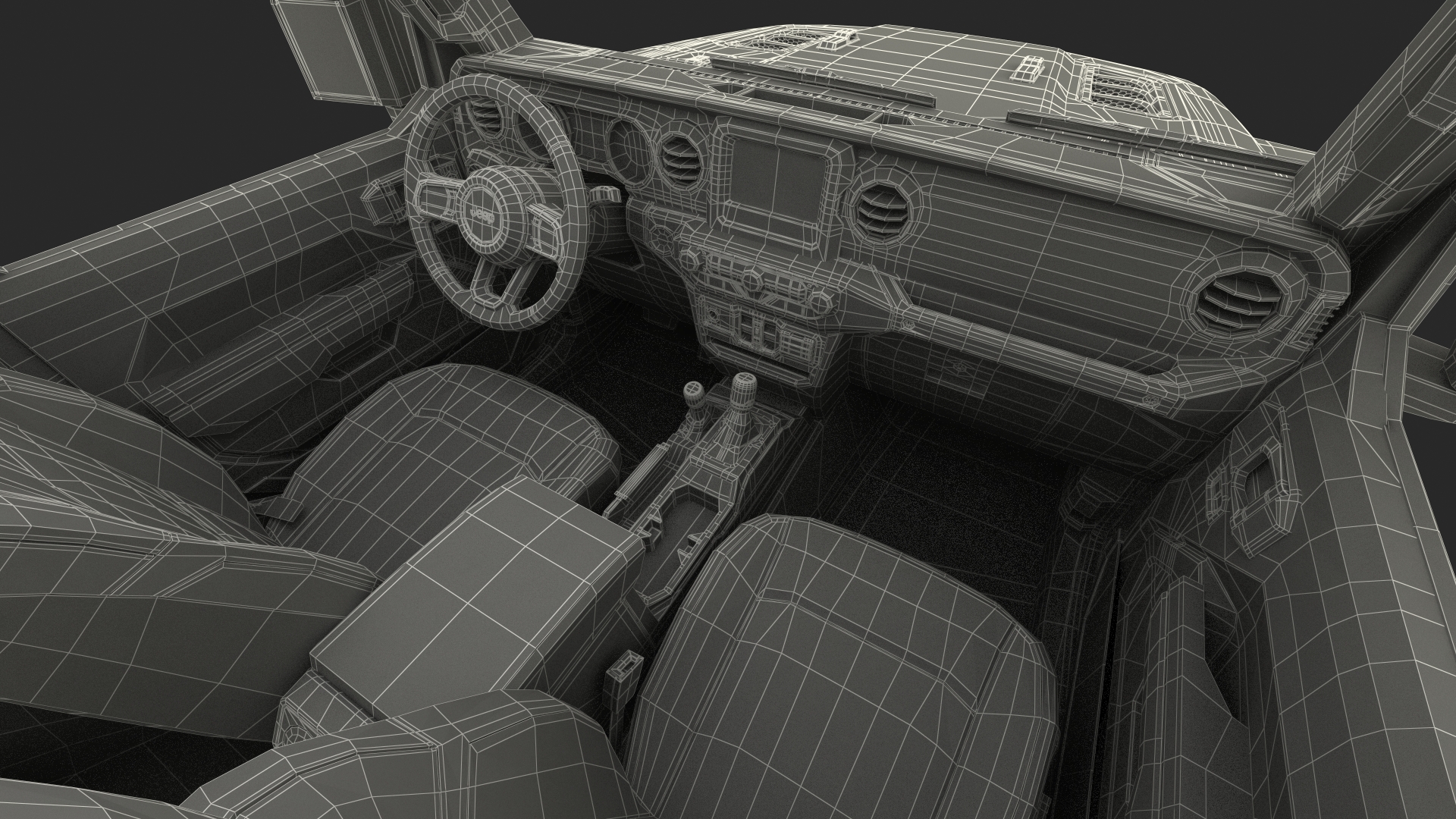 Jeep Wrangler with Thule Transporter Combi Rigged 3D model