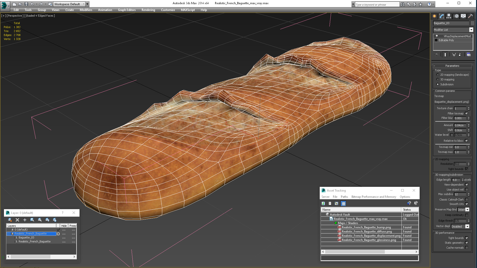 3D model Realistic French Baguette