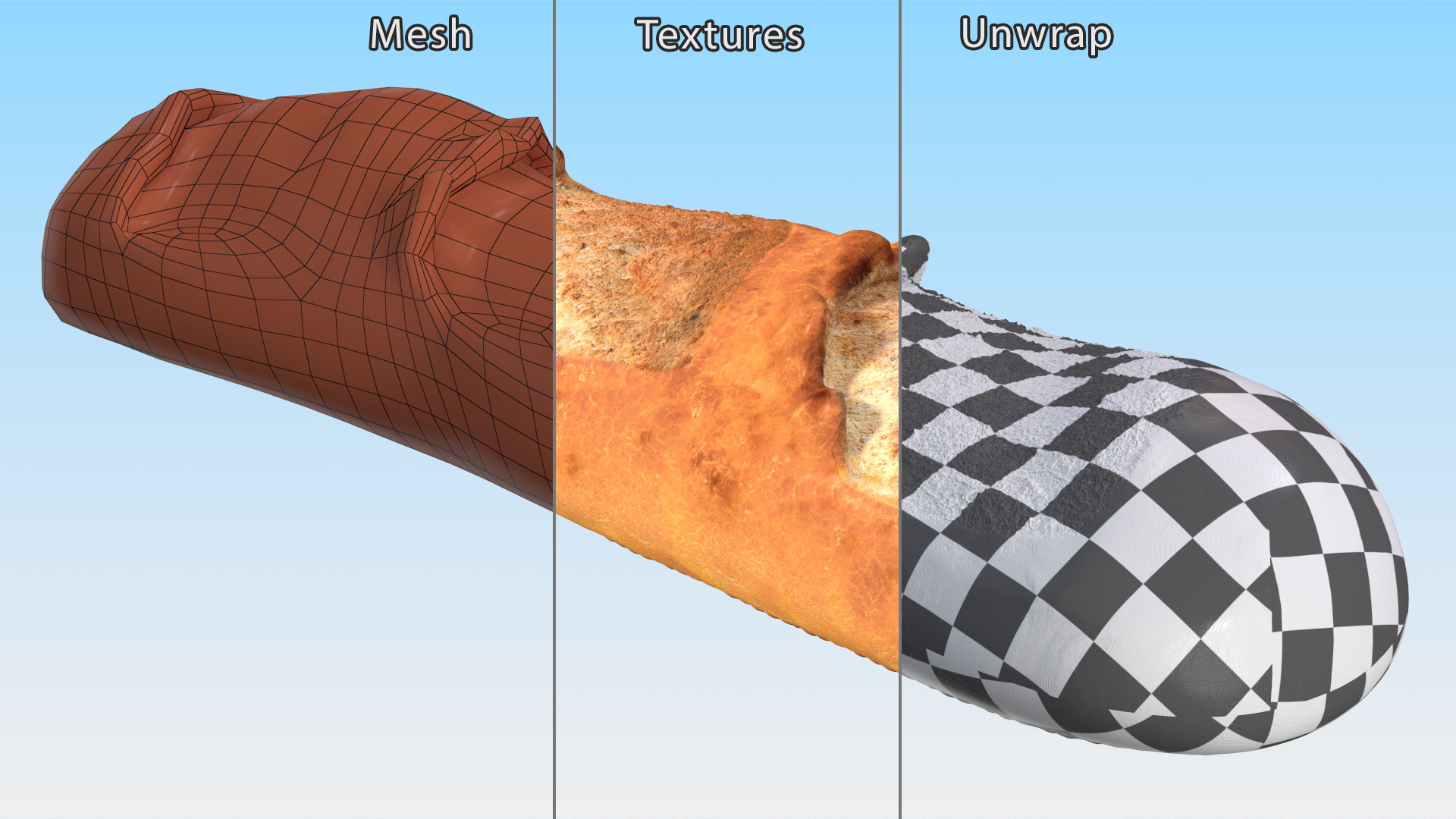 3D model Realistic French Baguette