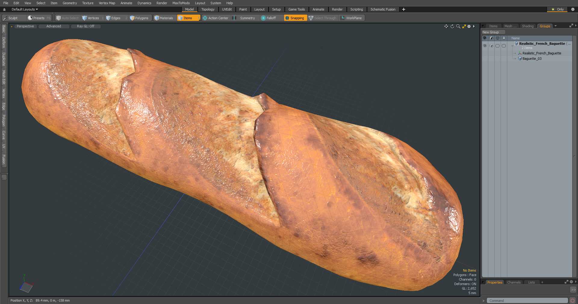 3D model Realistic French Baguette