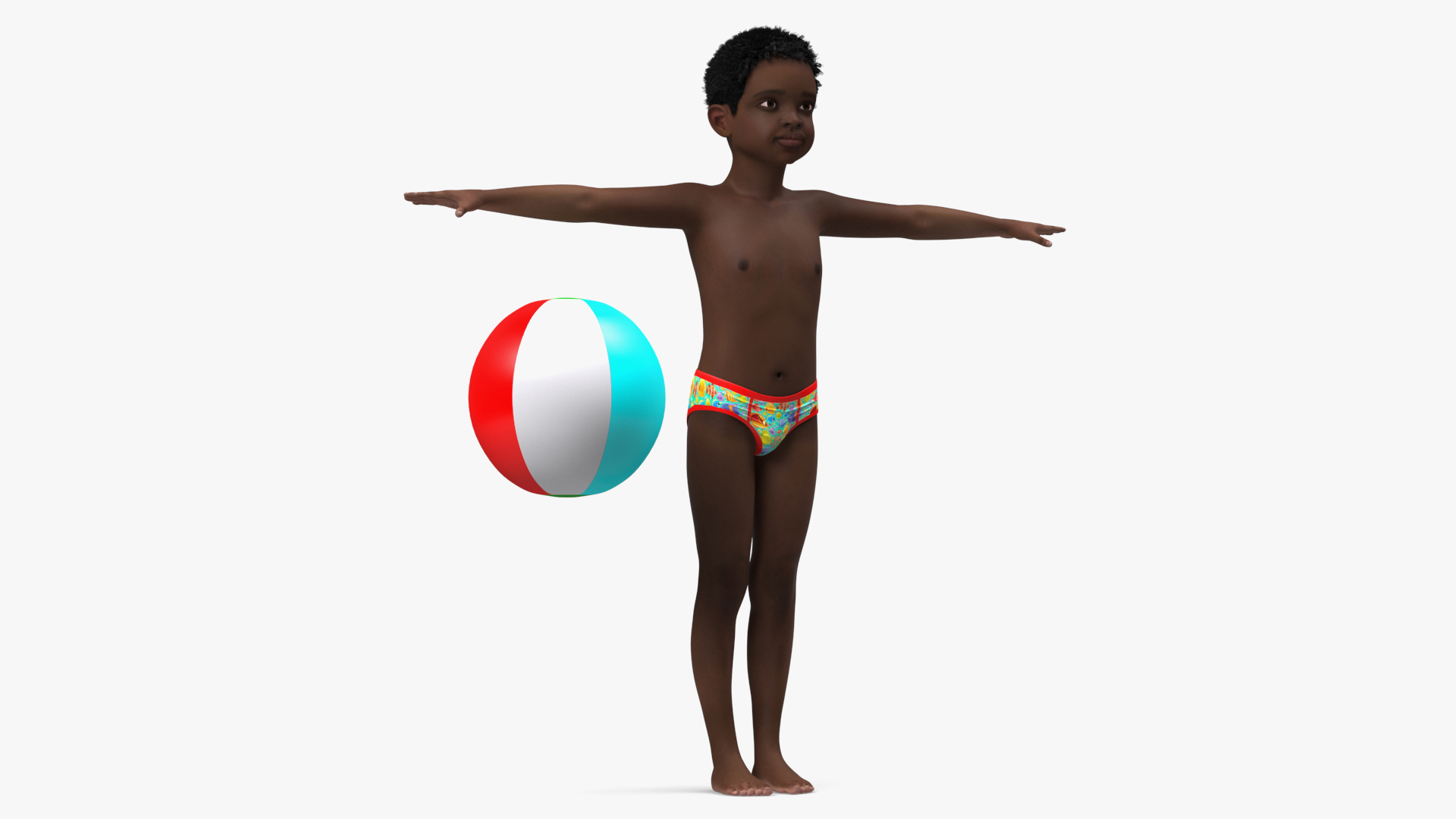 3D Black Child Boy Beach Style Rigged for Cinema 4D model