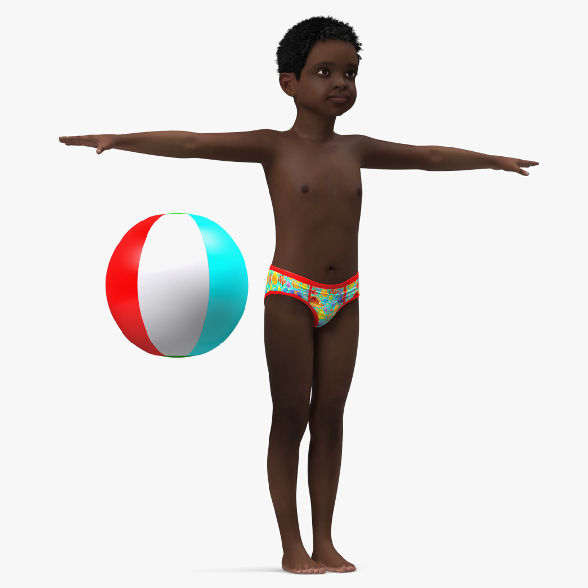 3D Black Child Boy Beach Style Rigged for Cinema 4D model