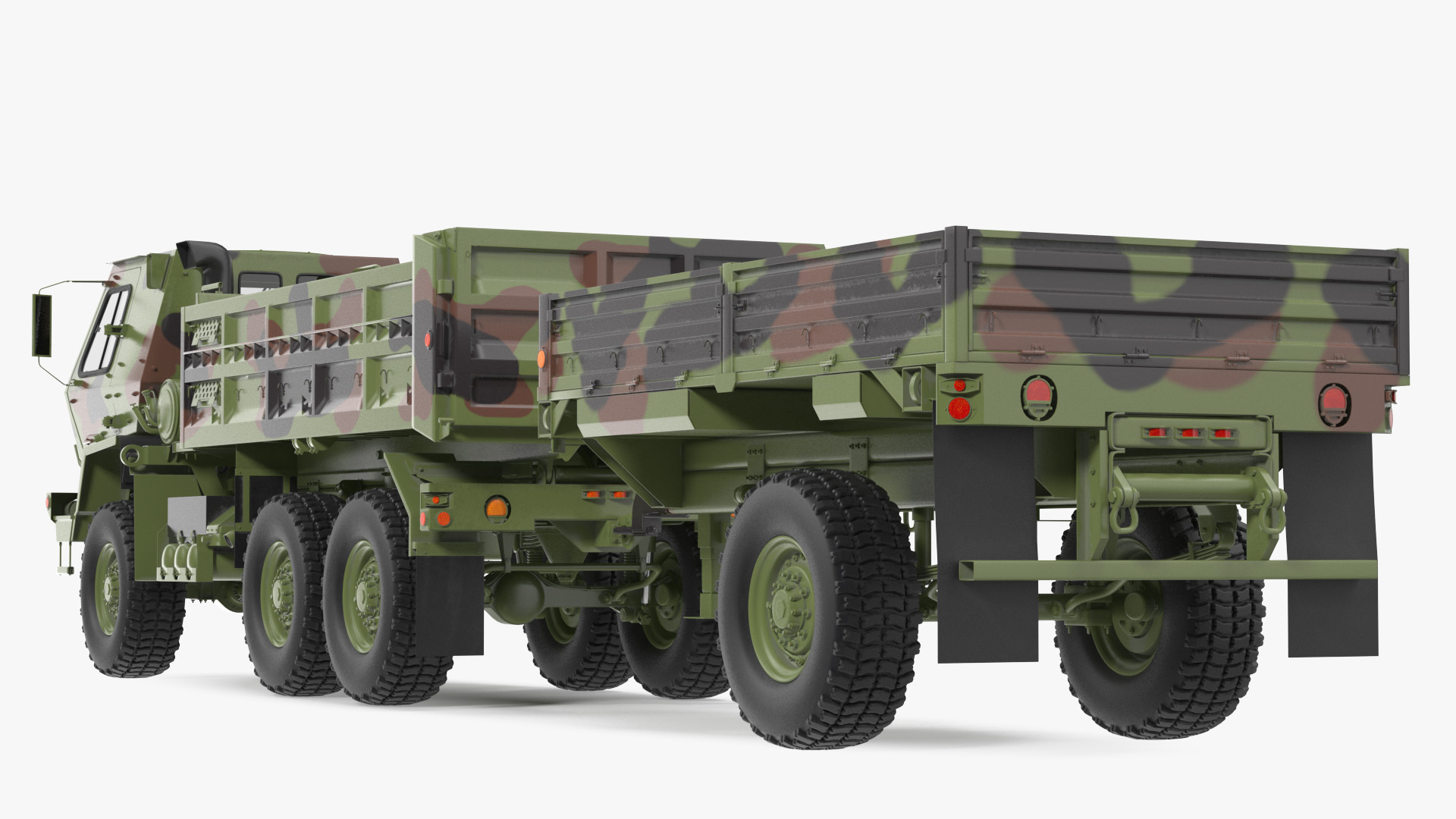 Oshkosh FMTV Dump Truck with Cargo Trailer Camo 3D