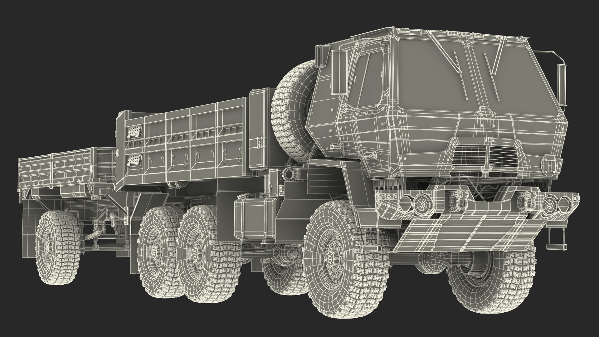 Oshkosh FMTV Dump Truck with Cargo Trailer Camo 3D