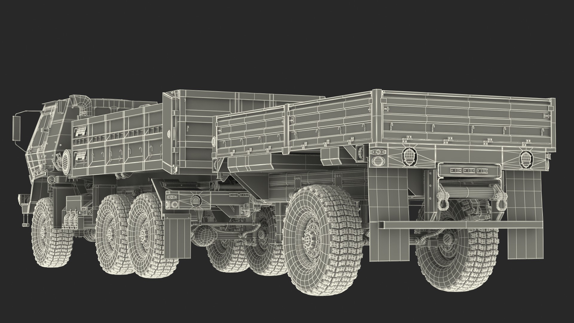 Oshkosh FMTV Dump Truck with Cargo Trailer Camo 3D