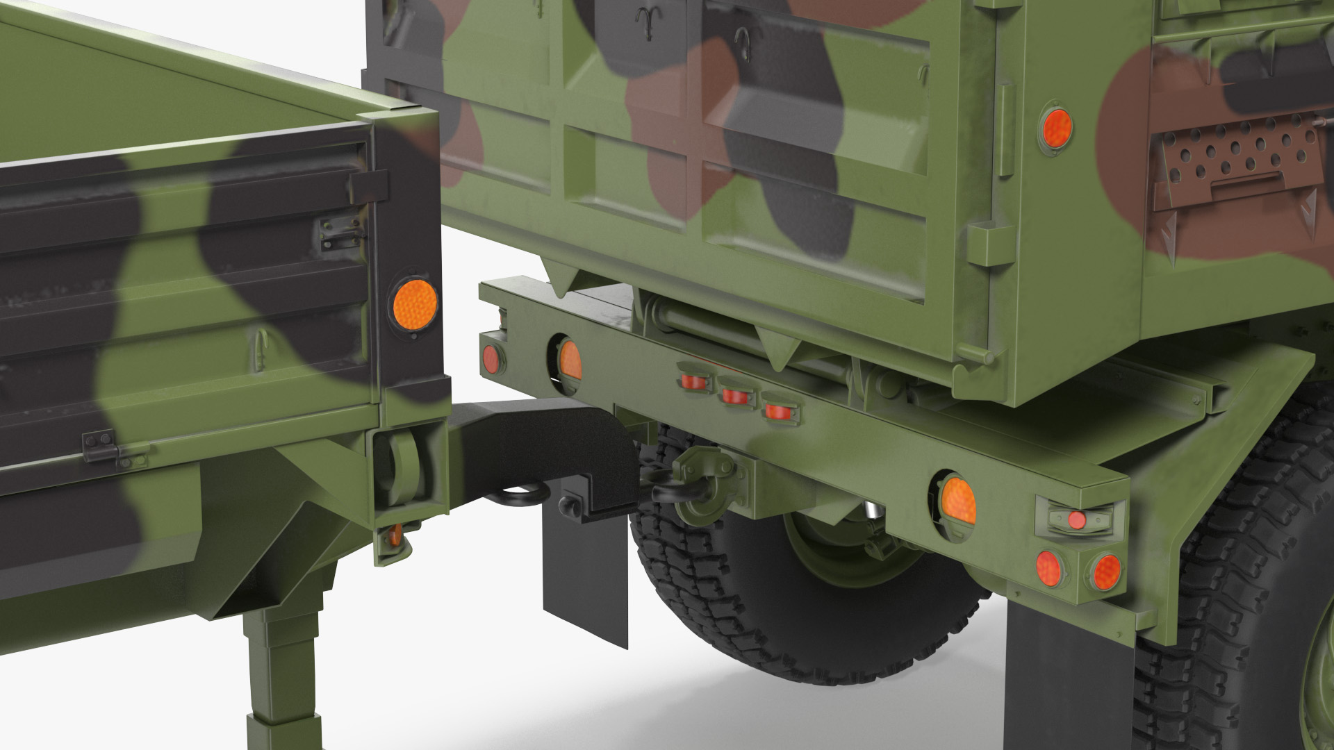 Oshkosh FMTV Dump Truck with Cargo Trailer Camo 3D