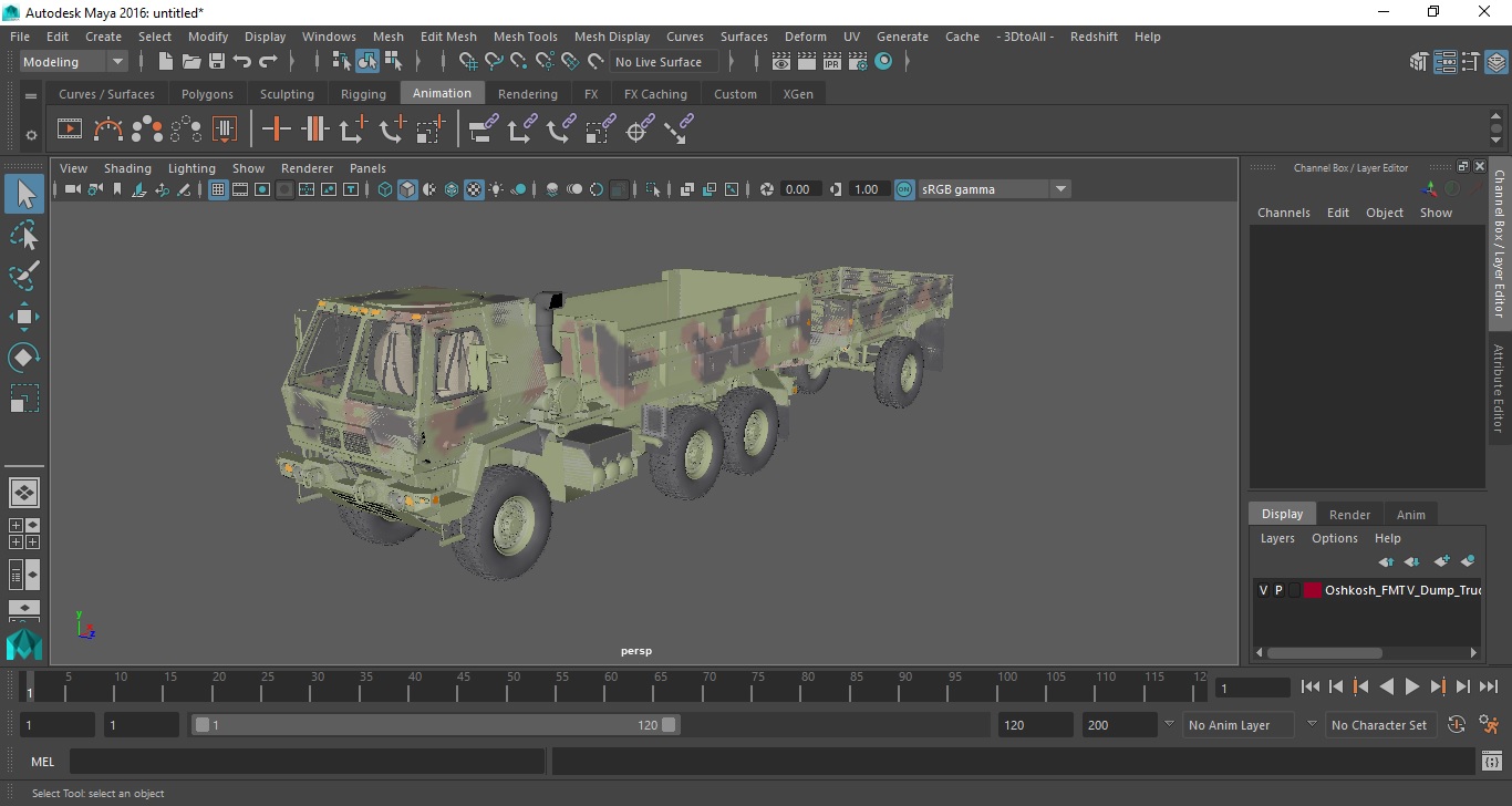 Oshkosh FMTV Dump Truck with Cargo Trailer Camo 3D