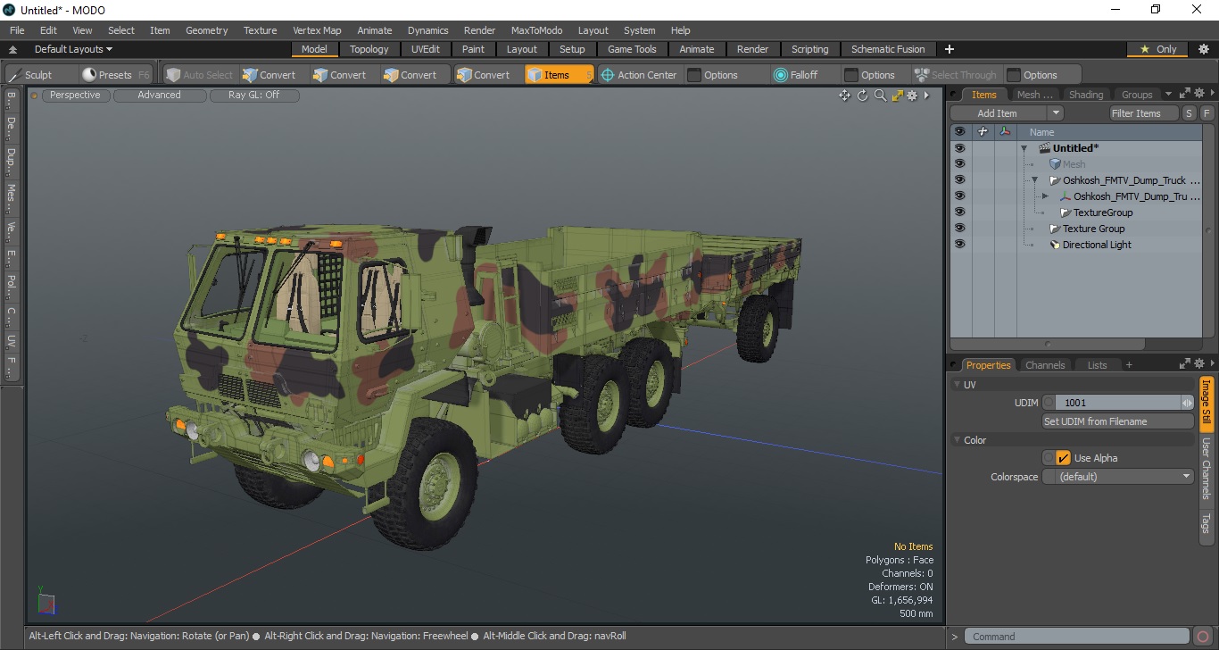 Oshkosh FMTV Dump Truck with Cargo Trailer Camo 3D